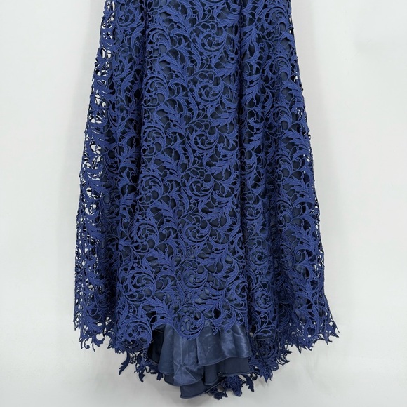 Mac Duggal Stunning Mesh Princess Beaded Lace Midnight Mermaid Maxi Gown Size 8 - Picture 8 of 17